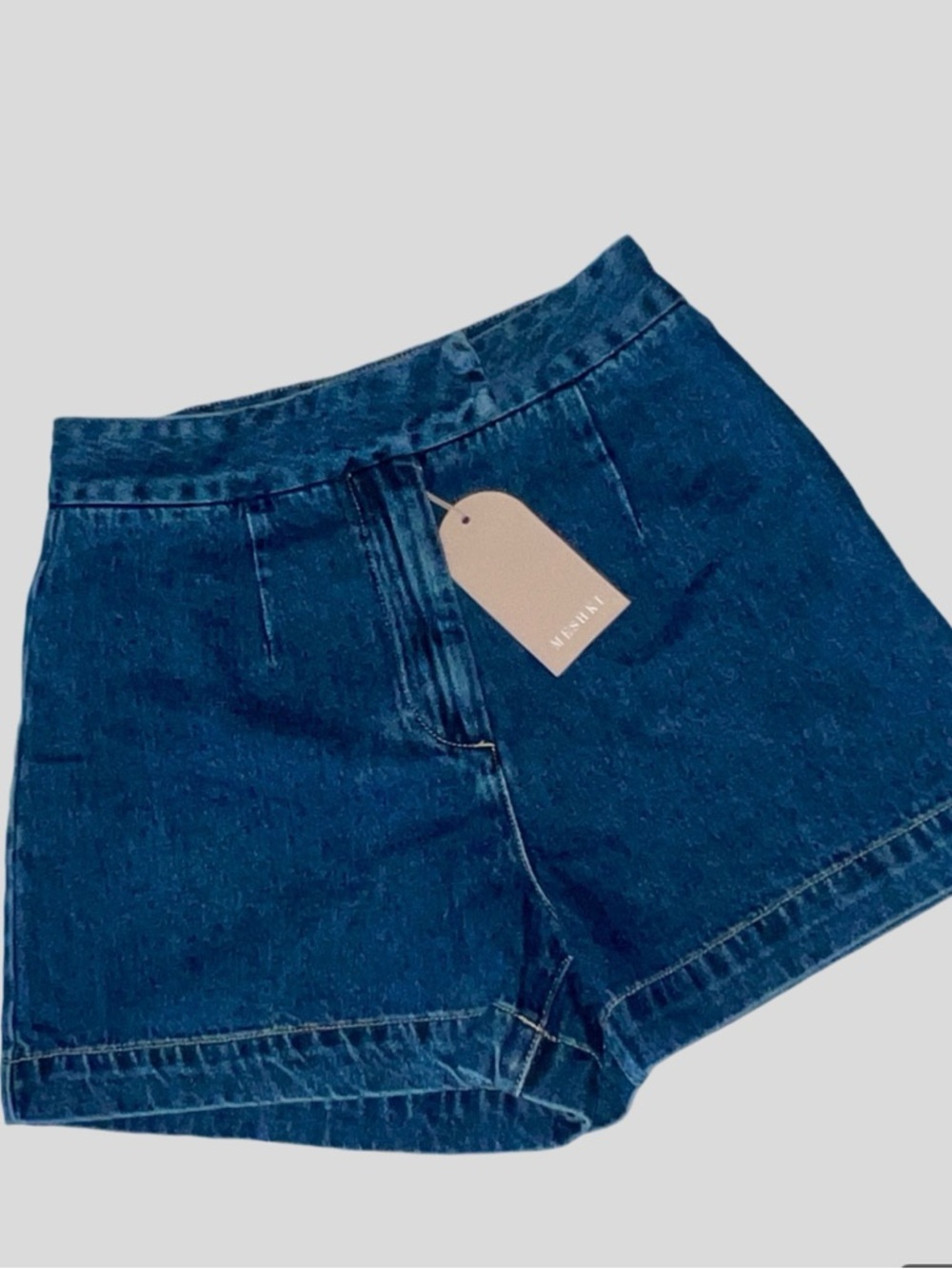 Meshki Dark Blue High-Rise Denim Shorts
